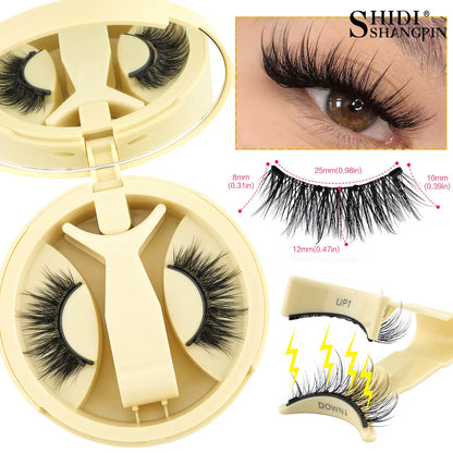 1 Pair Reusable Magnetic False Eyelashes Handmade Fluffy Curly Faux Mink Lashes No Glue Needed Magnetic Tweezers Kit Makeup Tool