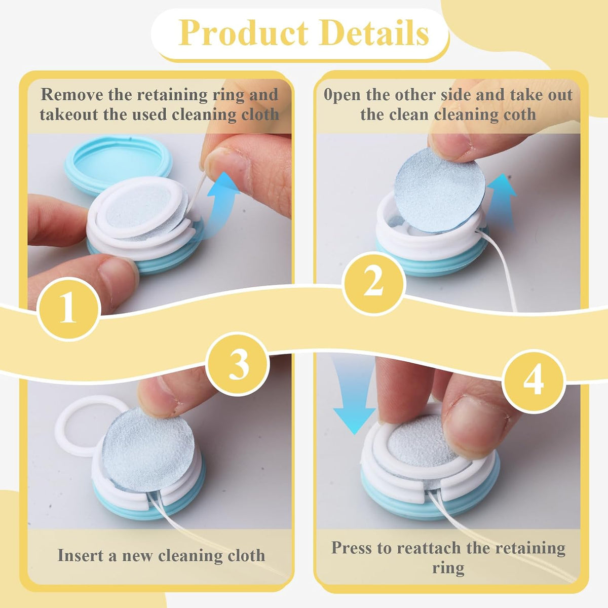 4-Pack Macaron Phone Screen Cleaner, Portable Screen and Eyeglass Brush Cleaner, Washable Double-Sided Screen Cleaner, Suitable for Glasses, Mobile Phones and Computers（Pink/Green/Blue/Khaki