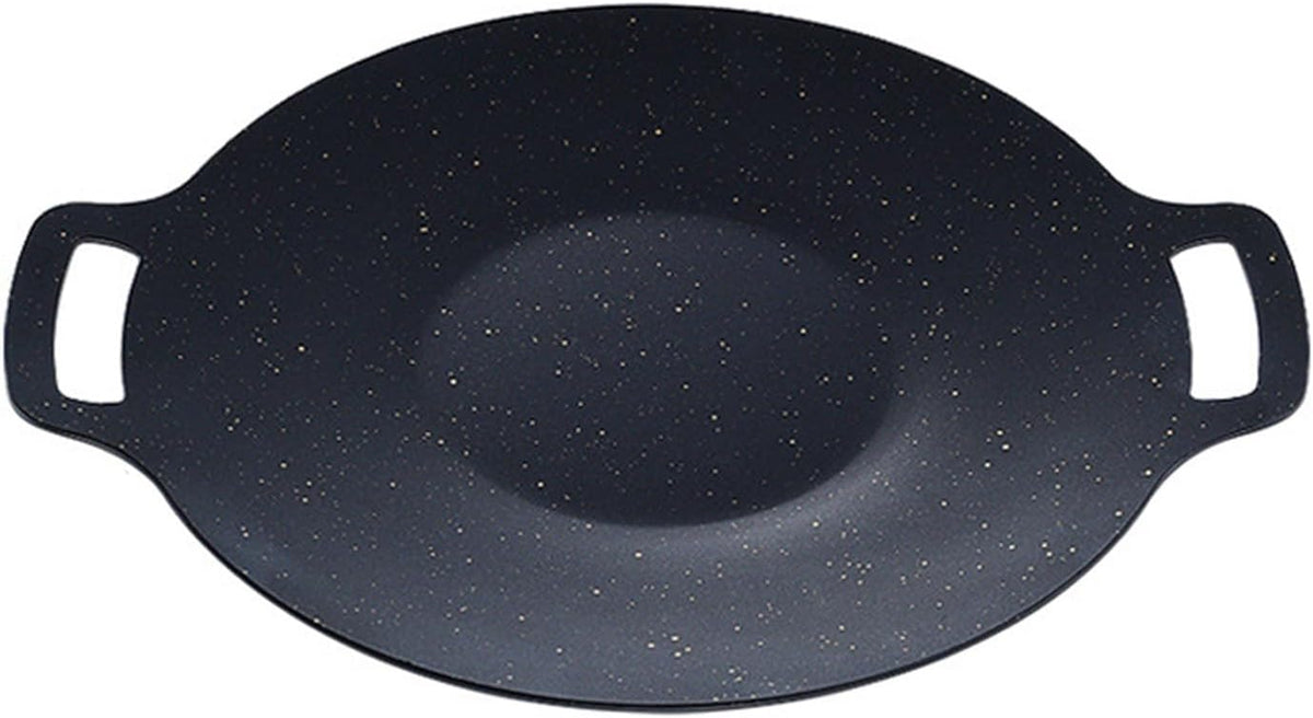 Korean BBQ Grill Pan, Maifan Stone Coating, Stovetops and Induction Compatible,Round Griddle Pan, Korean Grill Pan with Non Stick Coating Baking Tray on Heating Stove for Outdoor