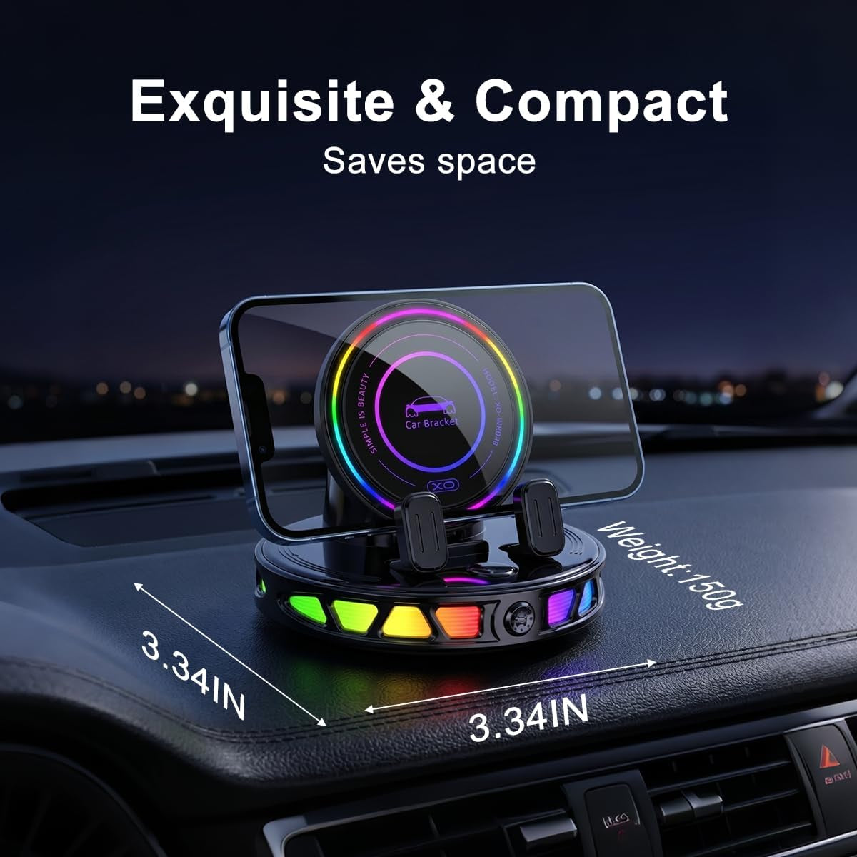 Wireless Car Charger Dashboard Phone Holder,15W Fast Charging