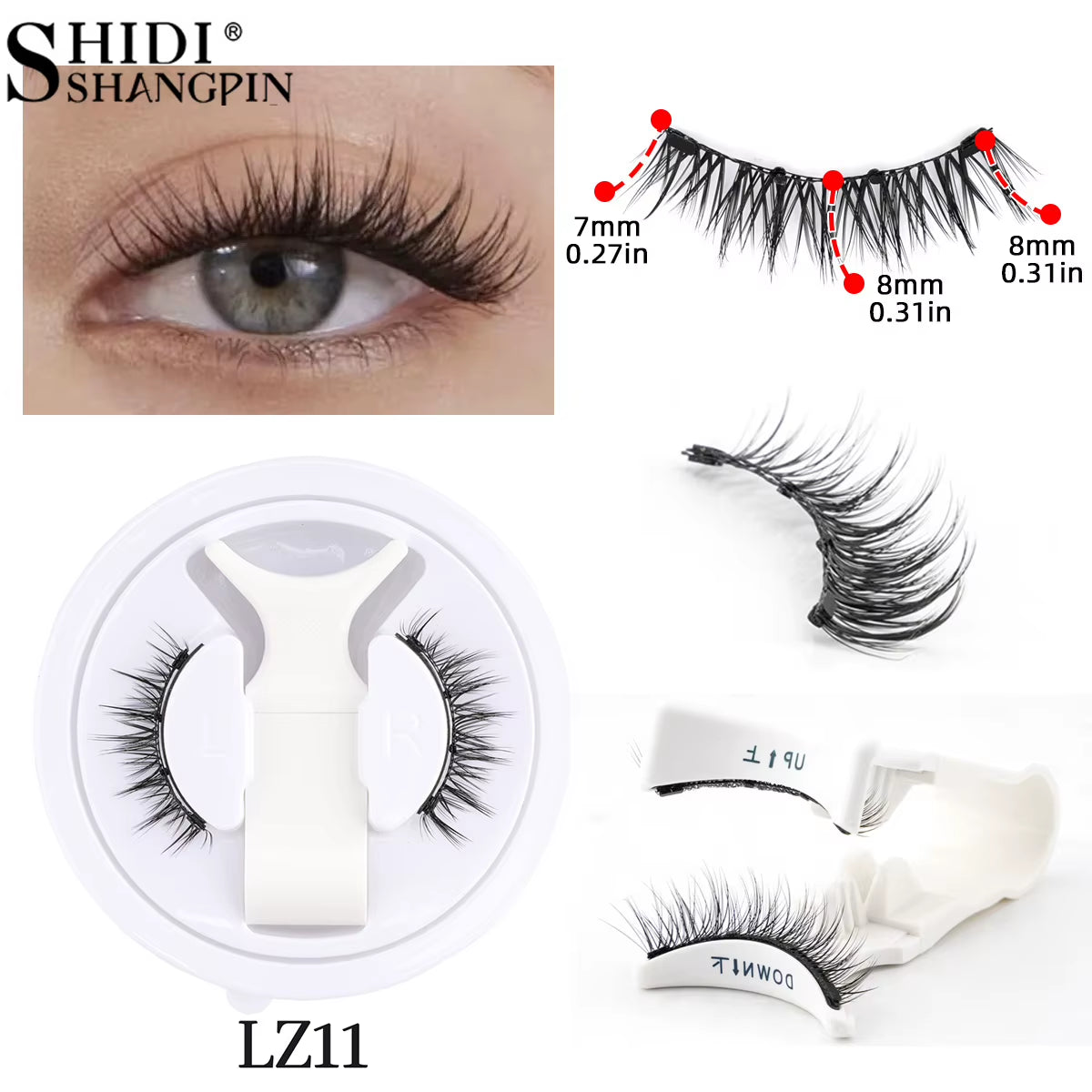 1 Pair Reusable Magnetic False Eyelashes Handmade Fluffy Curly Faux Mink Lashes No Glue Needed Magnetic Tweezers Kit Makeup Tool