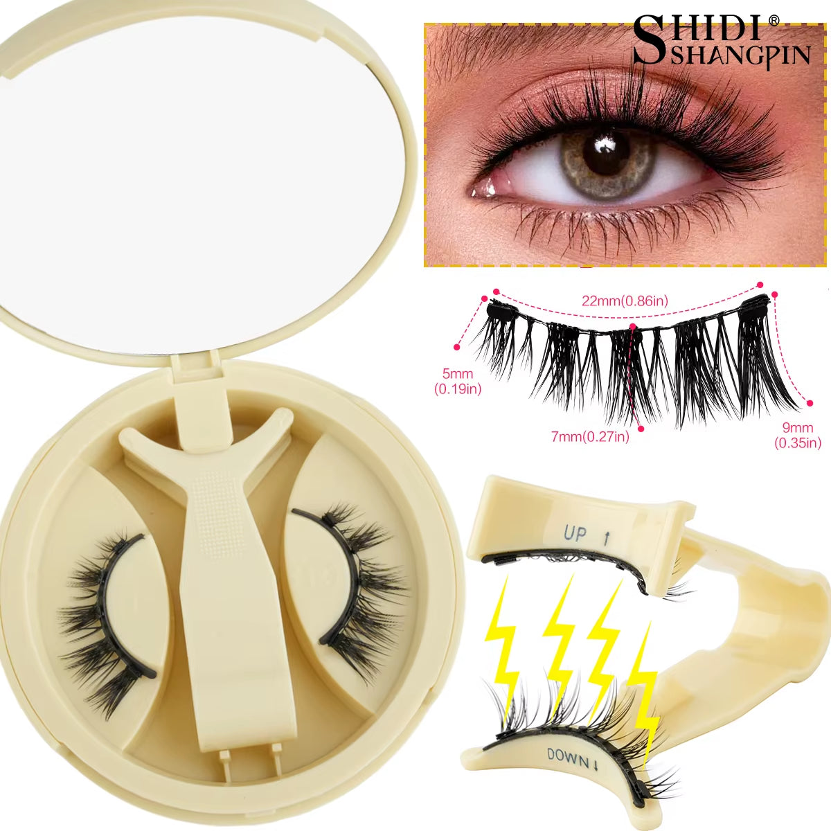 1 Pair Reusable Magnetic False Eyelashes Handmade Fluffy Curly Faux Mink Lashes No Glue Needed Magnetic Tweezers Kit Makeup Tool