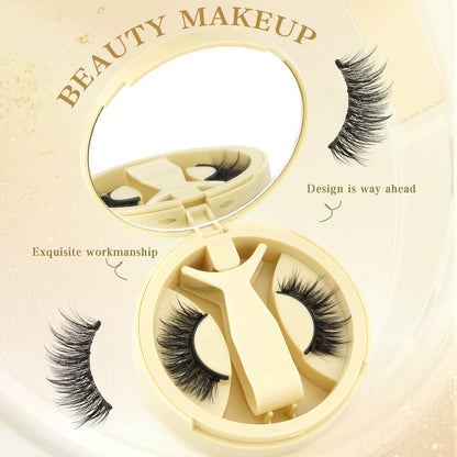 1 Pair Reusable Magnetic False Eyelashes Handmade Fluffy Curly Faux Mink Lashes No Glue Needed Magnetic Tweezers Kit Makeup Tool