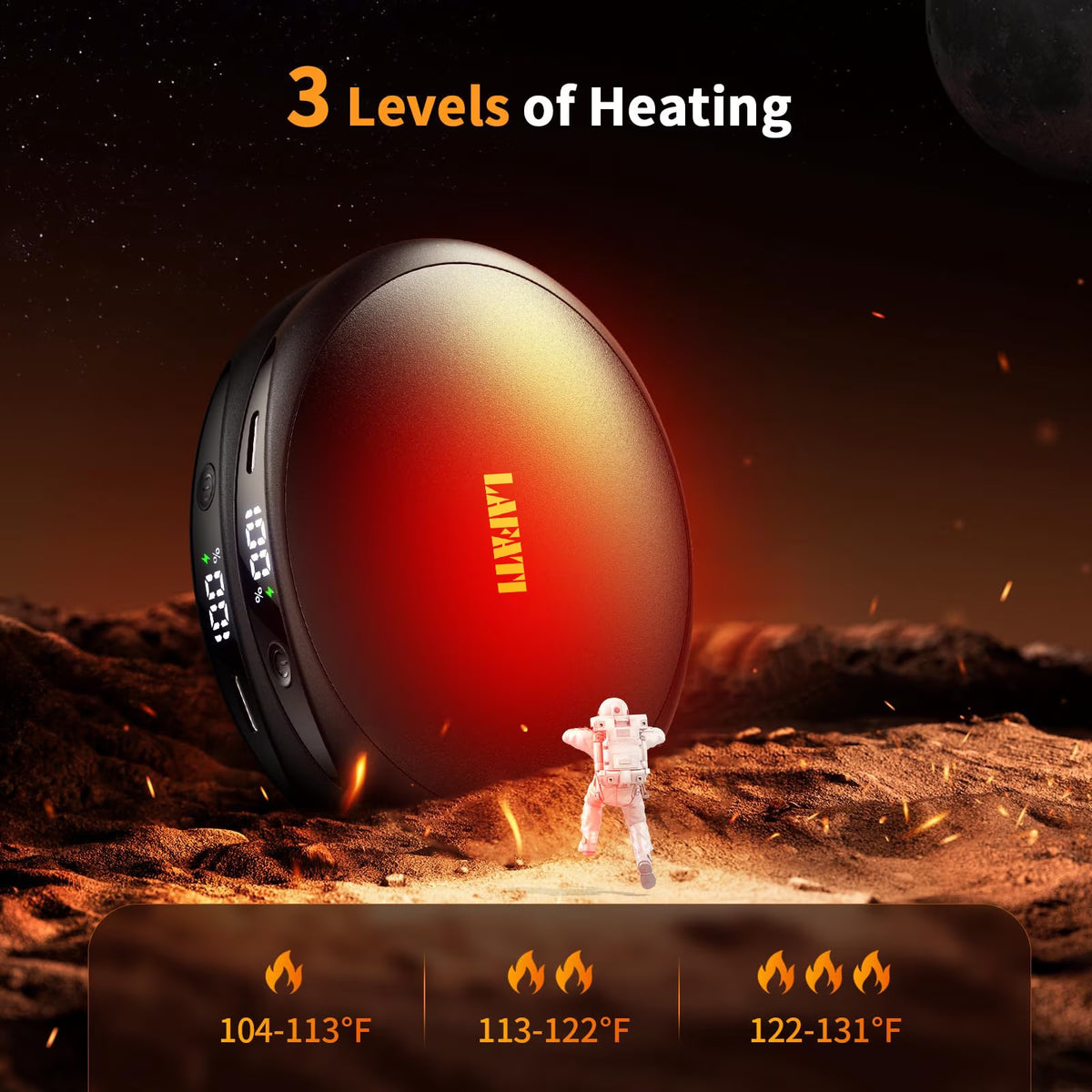 Hand Warmers Rechargeable 2 Pack, Magnetic Electric Hand Warmer with Digital Display, 3 Heating Levels, 4000Mah Portable Pocket Heater for Outdoor Activities, Winter Gifts