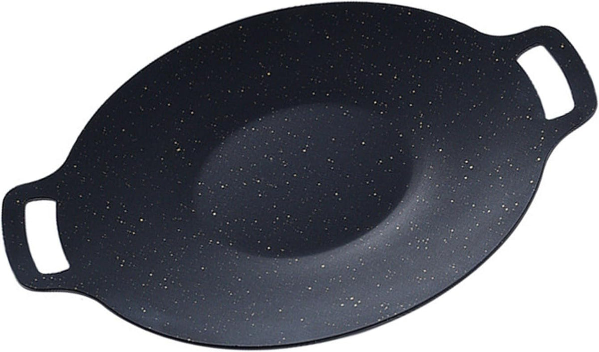 Korean BBQ Grill Pan, Maifan Stone Coating, Stovetops and Induction Compatible,Round Griddle Pan, Korean Grill Pan with Non Stick Coating Baking Tray on Heating Stove for Outdoor