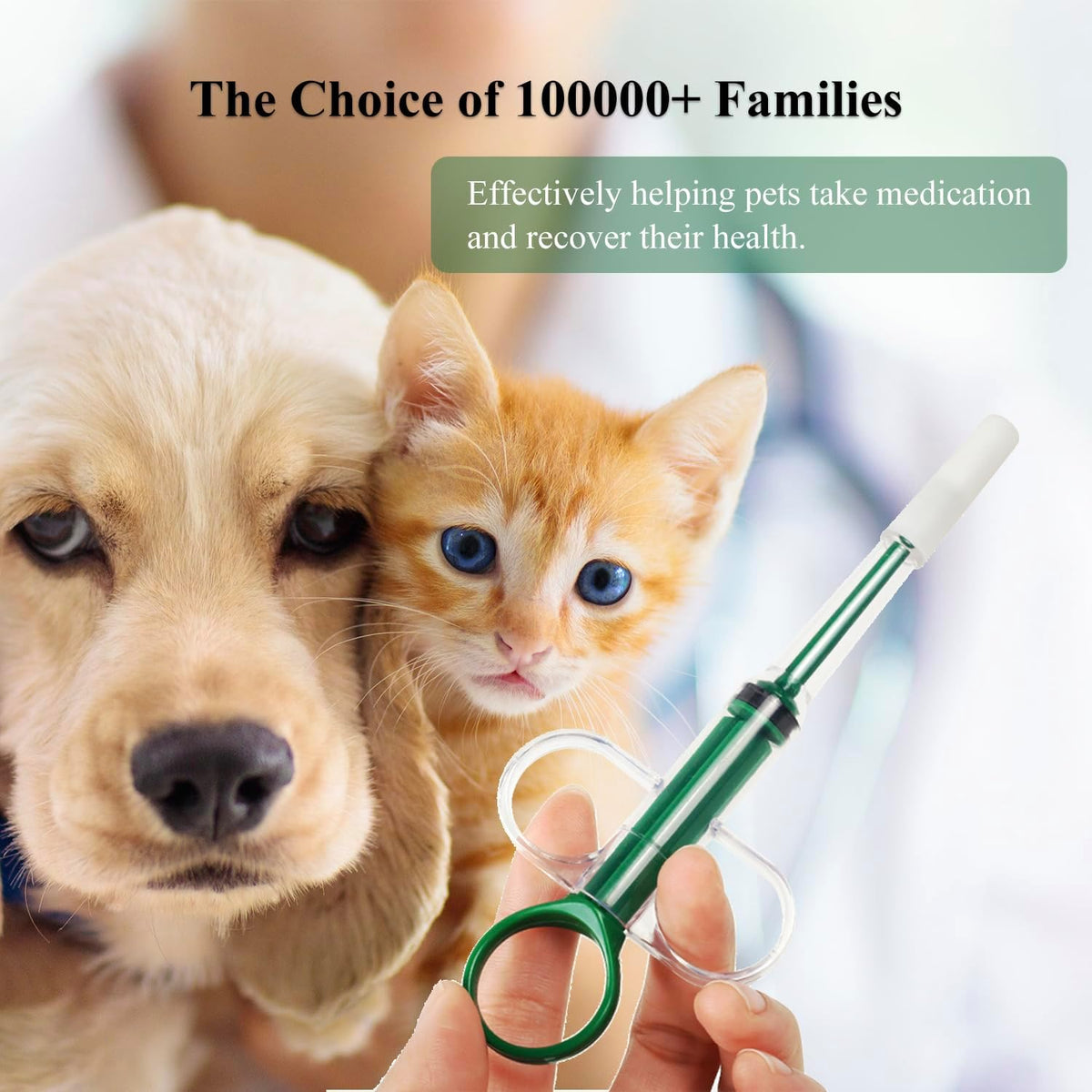 Cat Pill Shooter, Pet Pill Gun for Cats and Dogs, Pet Medicine Dispenser for Small Animals, Dog Piller Shooter with Fixed Soft Tip (Anti-Fall)
