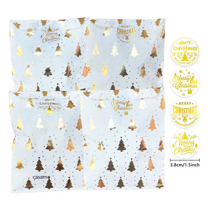 Santa Claus Snowman Christmas Gift Kraft Paper Biscuit Candy Bags Gift Packing Pouch Party Dessert Bar Bag Snack Cookie Stickers