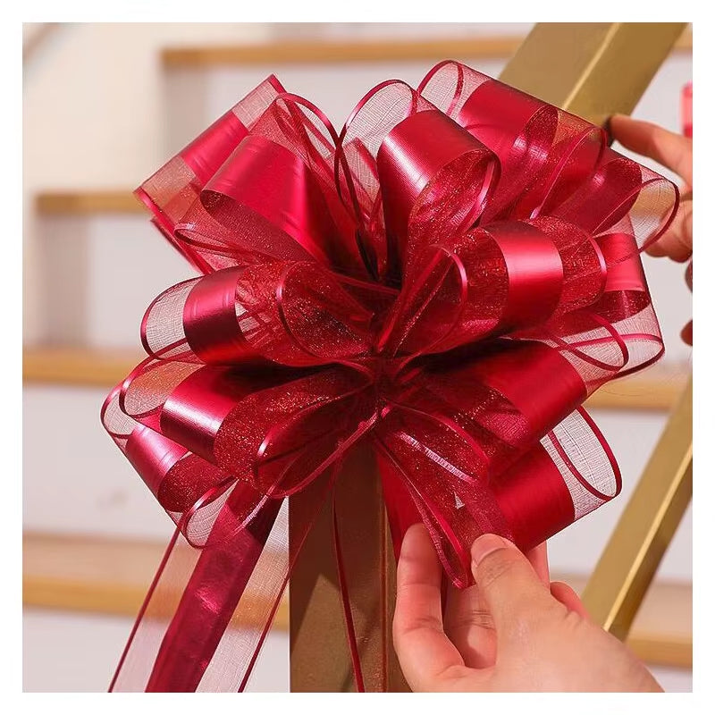 10PCS Snow Yarn Pull Bow Ribbon Big Car Bow for Cars Birthday Festival Presents Gift Decoration Ribbon Wedding Pull Flower
