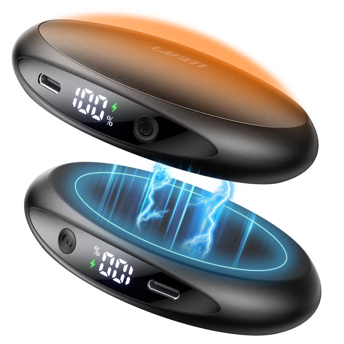 Hand Warmers Rechargeable 2 Pack, Magnetic Electric Hand Warmer with Digital Display, 3 Heating Levels, 4000Mah Portable Pocket Heater for Outdoor Activities, Winter Gifts