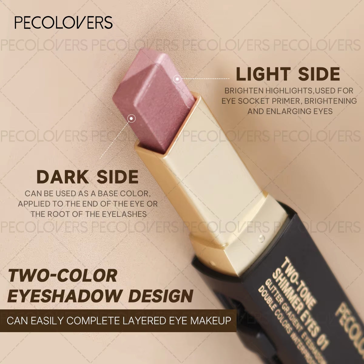 Two Shades Glitter Eyeshadow Stick, High Pigmentation & 6 Color Option & Gradient Smudge, Easy to Use, Portable & Lightweight