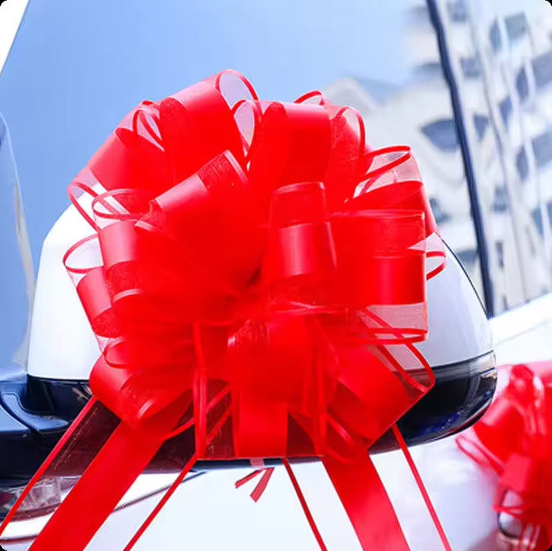 10PCS Snow Yarn Pull Bow Ribbon Big Car Bow for Cars Birthday Festival Presents Gift Decoration Ribbon Wedding Pull Flower