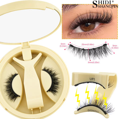 1 Pair Reusable Magnetic False Eyelashes Handmade Fluffy Curly Faux Mink Lashes No Glue Needed Magnetic Tweezers Kit Makeup Tool