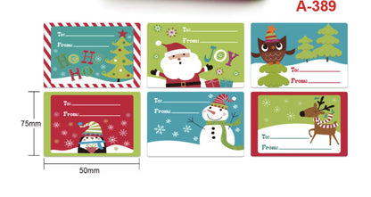 Santa Claus Snowman Christmas Gift Kraft Paper Biscuit Candy Bags Gift Packing Pouch Party Dessert Bar Bag Snack Cookie Stickers