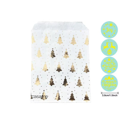 Santa Claus Snowman Christmas Gift Kraft Paper Biscuit Candy Bags Gift Packing Pouch Party Dessert Bar Bag Snack Cookie Stickers